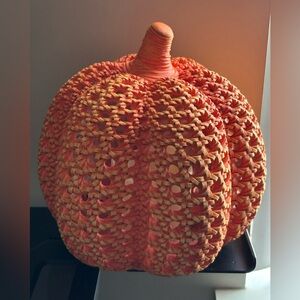 Light up Orange Woven Pumpkin Decor excellent condition